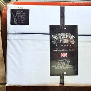 The Savile Row Company London 100% Cotton King Size Sheet Set  -  Black Piping